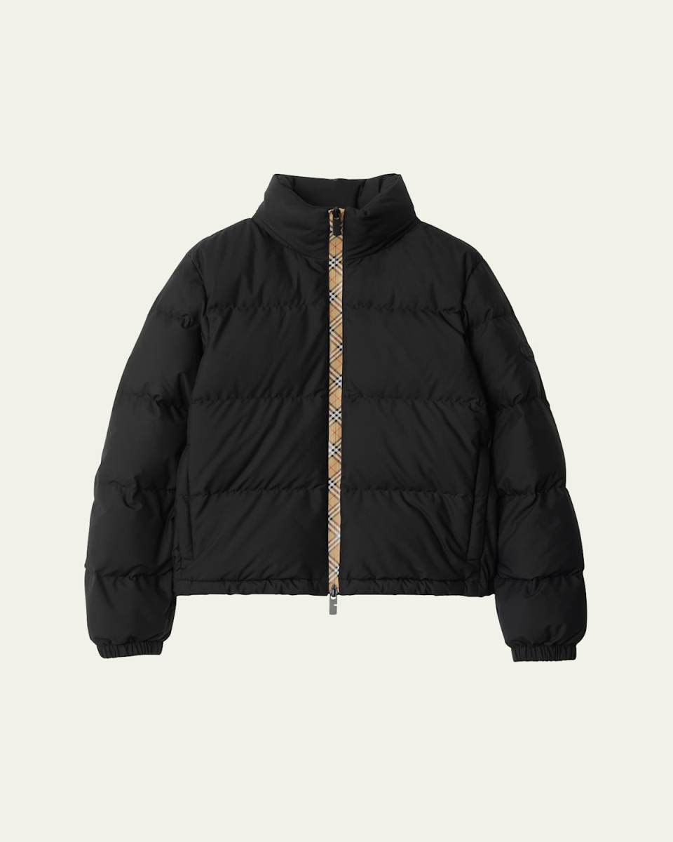Ambleside Check Zipper Puffer Jacket With Hood
